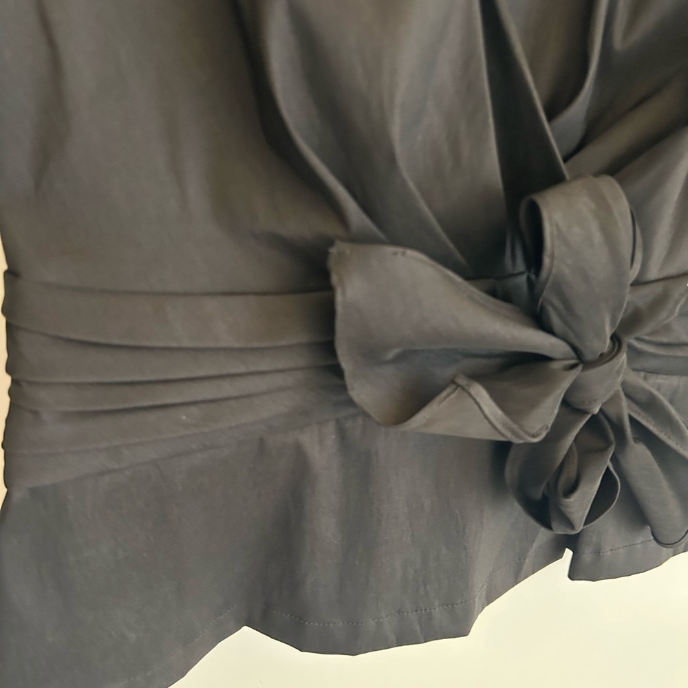 Tadashi Black Wrap Blouse with Bow - Picture 6 of 7